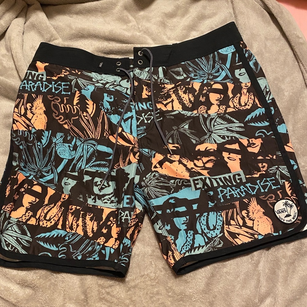 Vans Black and Blue Graphic Swim Shorts